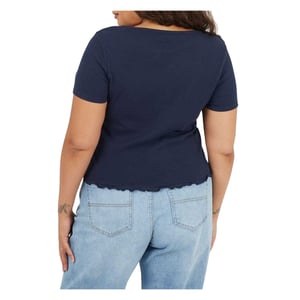 Brave Soul Dames/Dames Geribd Plus T-shirt (Marine)