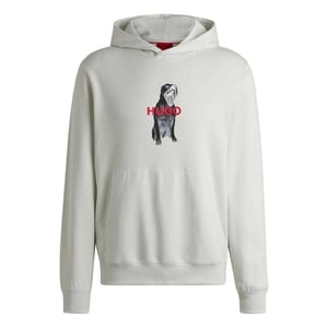Hugo Mens Dartchon Bulldog Hooded Relaxed Fit Hoodie (Natural)