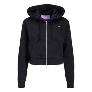 JJXX Abbie – avslappnad hoodie med huva och genomgående dragkedja för damer (Svart)