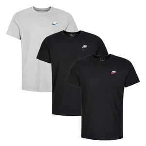 3 Pack Nike Sportswear Men's Club T Shirt - Grey/Black/Black
