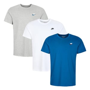 3 Pack Nike Sportswear Men's Club T Shirt - Grey/White/Blue