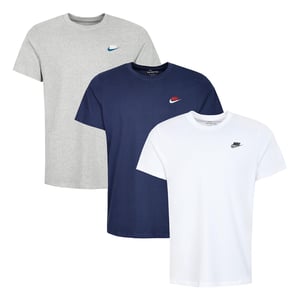 3 Pack Nike Sportswear Men's Club T Shirt - Grey/Blue/White