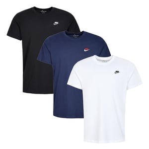 3 Pack Nike Sportswear Men's Club T Shirt - Black/Blue/White