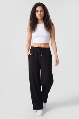 Mid-waist palazzo broek met koordjes