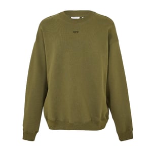 Off White Heren Sweatshirt met lange mouwen en ronde hals (Mos/Zwart)