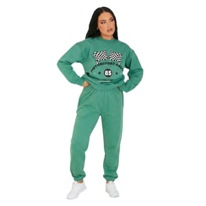Missy Empire Sweatshirt med grafiskt tryck för dam och dam (Grön)