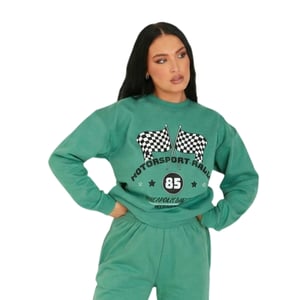 Missy Empire Sweatshirt med grafiskt tryck för dam och dam (Grön)