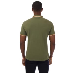 Aquascutum Mens Slim Short-Sleeved Polo Shirt (Green/White)