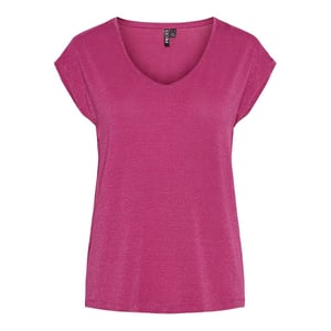 Pieces Dames/Dames V Hals Regular T-shirt (Fuchsia Roze)