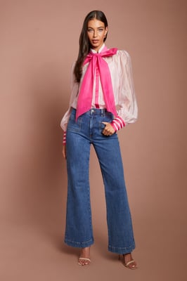 Lisa Tan Pussybow Long Sleeve Organza Shirt