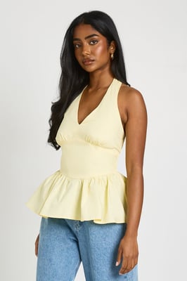 Halter Poplin Peplum Top