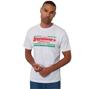 Threadbare Gebreid T-shirt voor heren met pizzaprint (Wit)