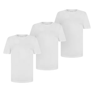 Boss T-shirt med broderad logotyp och rund hals för män (3-pack) (Vit)