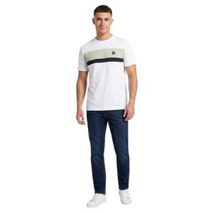 Weekend Offender Heren T-shirt met kruispatroon en strepen, normale pasvorm (Wit/Pepermint/Navy)