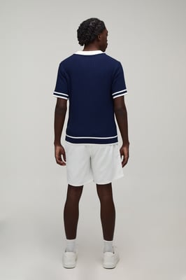 MAN Boxy Cable Embroidered Knitted Polo