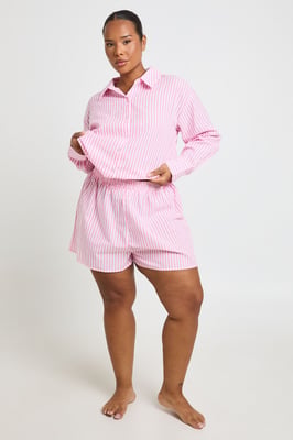 Plus Cotton Pinstripe Pyjama Short