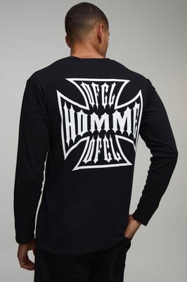Black Regular Fit Cross Graphic Long Sleeve T-Shirt