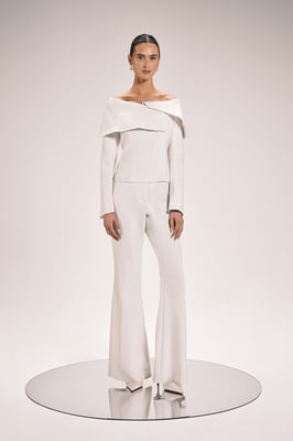 Compact Stretch Satin Side Tailored Straight Leg Trouser