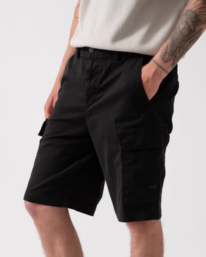 Logo Detail Cargo Shorts in Black