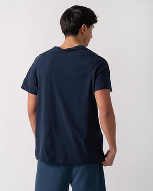 Crew Neck Logo Detail T-Shirt in Navy