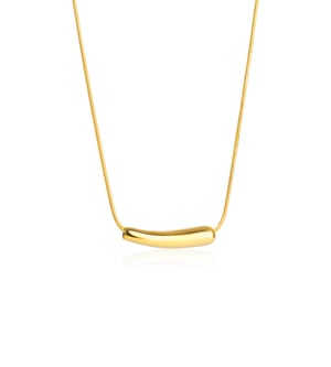 Gold Plated PVD Waterproof Stainless Steel Tube & Chain Everyday Necklace