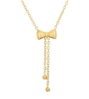 Gold Plated Stainless Steel Bow Drop Necklace