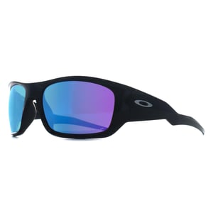 Oakley Wrap Mens Polished Black Prizm Sapphire Polarized Masseter