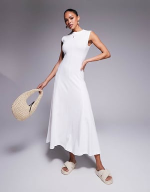 ASOS Design cotton sleeveless midi sundress in white