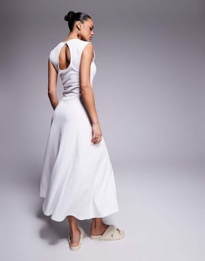 ASOS Design cotton sleeveless midi sundress in white