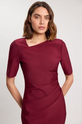Petite Bandage Asymmetric Long Sleeve Midi Dress