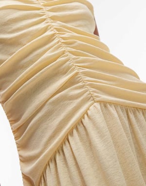 Topshop drop waist ruched maxi dress in buttermilk