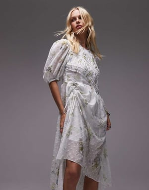 Allsaints serene dress in laci ecru white