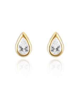 Gold Plated Cubic Zirconia Tear Shape Earrings With Bauble Novelty Box