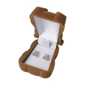 Sterling Silver Stud Teddy Bear Earrings With Teddy Bear Novelty Box