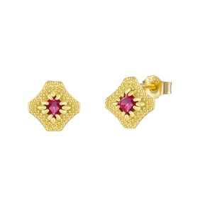 Gold Plated Elegant Ruby CZ Studs