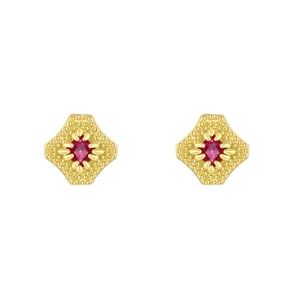 Gold Plated Elegant Ruby CZ Studs