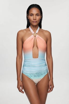 Sunset Placement Print Swimsuit