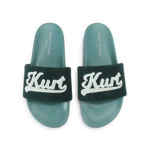 Kurt Geiger London Suede Script Slide Sandals