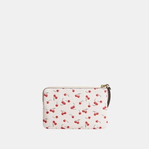 Corner Zip Wristlet With Cherry Print