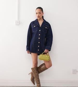 Labelrail x Jennifer McKing structured denim shirt dress in indigo blue
