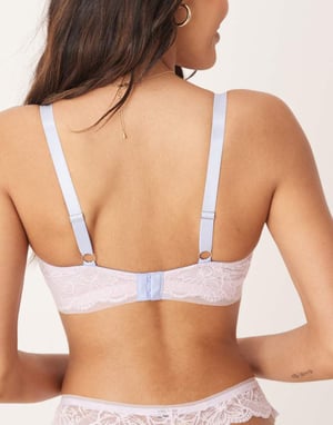 ASOS DESIGN Fuller Bust Stevie lace underwired bra with contrast trims in lilac and blue