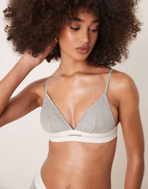 Calvin Klein modal rib unlined triangle bra in grey