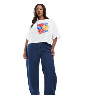 ASOS DESIGN Curve barrel jeans in clean darkwash