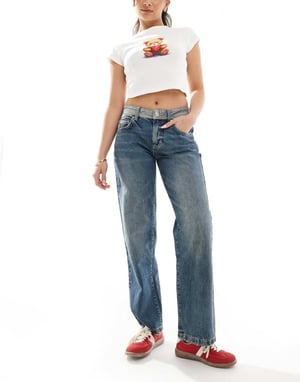 Cotton On Low rise straight jean in blue