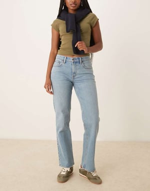 Abercrombie & Fitch curve love ultra high rise ankle straight jeans in dark wash