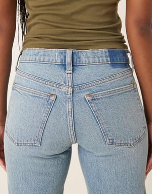 Abercrombie & Fitch curve love ultra high rise ankle straight jeans in dark wash