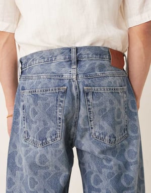 Calvin Klein Jeans 90s straight all over print jeans in mid wash