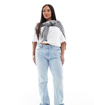 ONLY Curve wide leg jeans in light blue