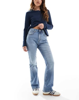 Cotton On 70s high rise flared jean in stone blue