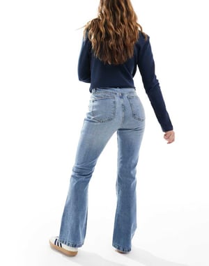 Cotton On 70s high rise flared jean in stone blue